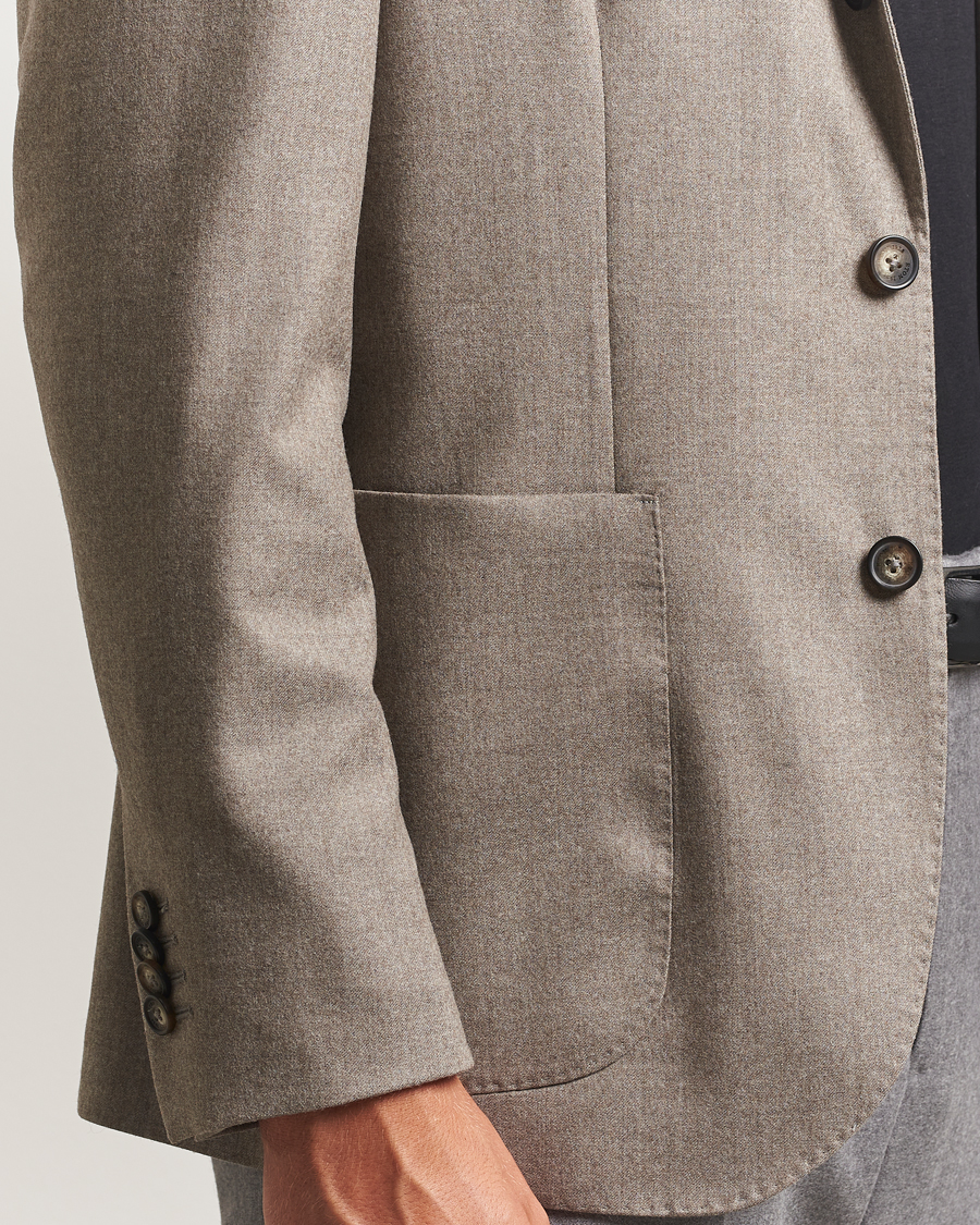 Heren | Blazers | Eton | Wool Flannel Patch Pocket Blazer Beige
