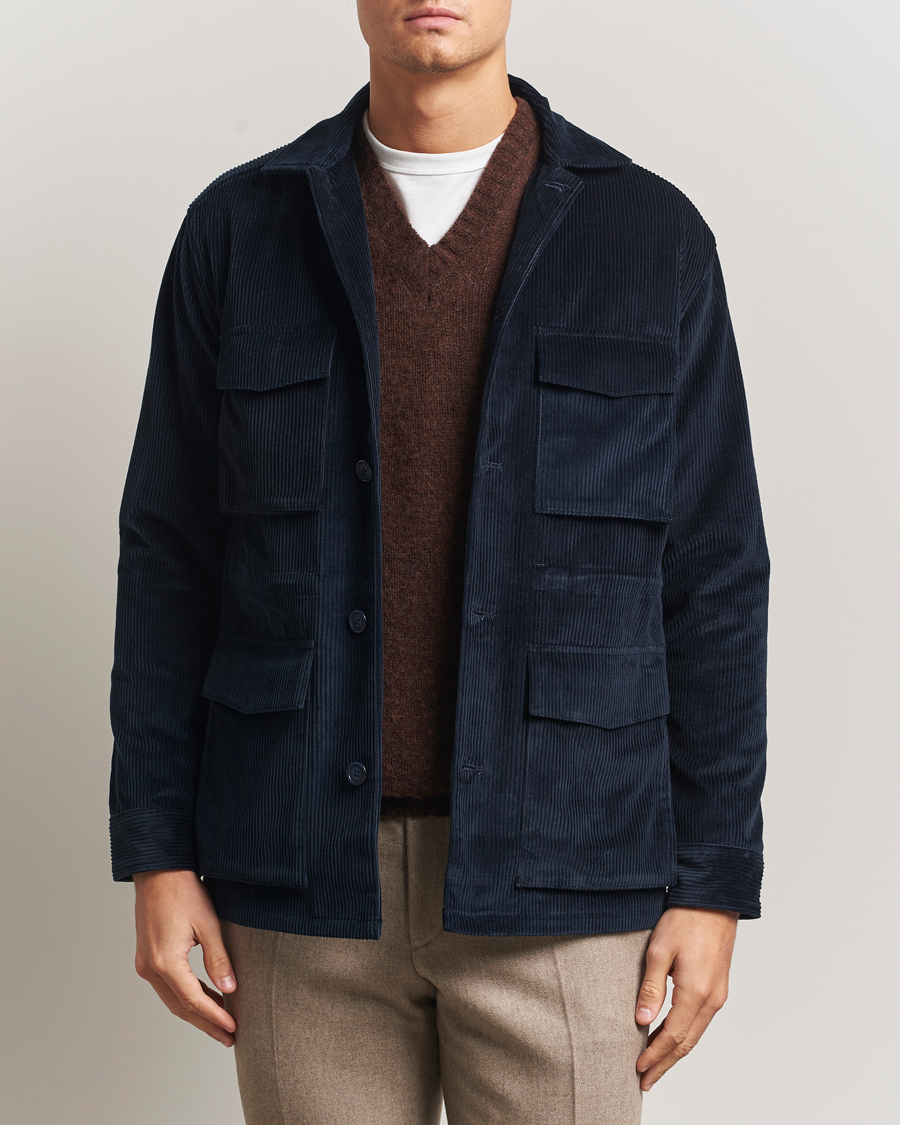 Heren | Jassen | Eton | Corduroy Field Jacket Navy