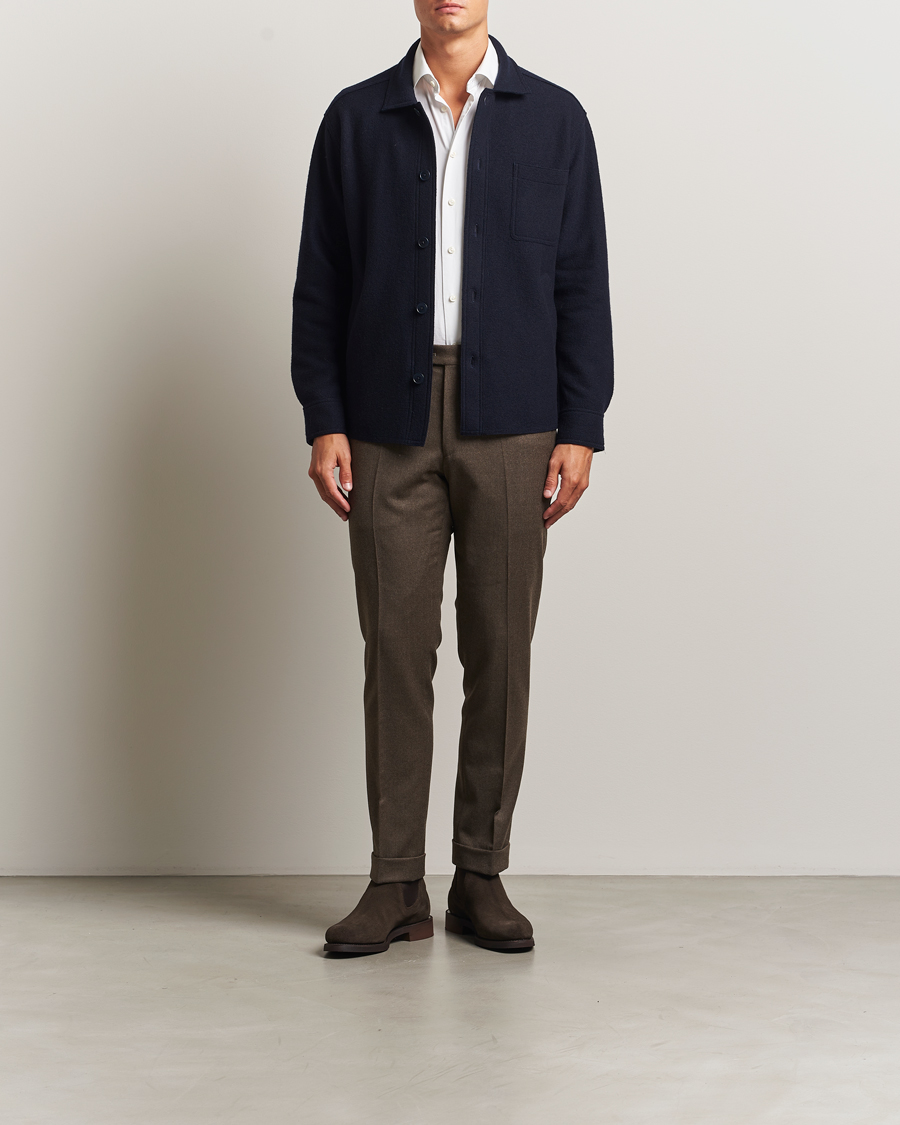 Heren | Overhemden | Eton | Boiled Wool Overshirt Navy