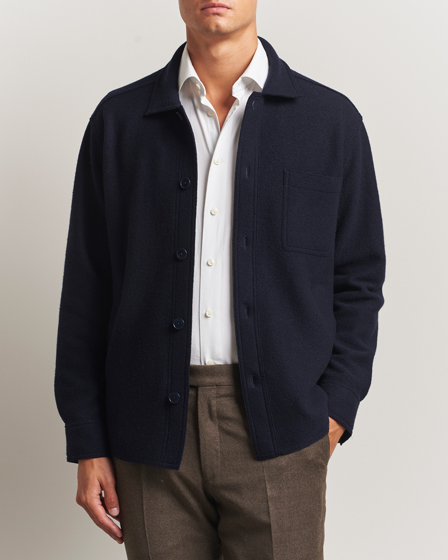 Heren | Overhemden | Eton | Boiled Wool Overshirt Navy