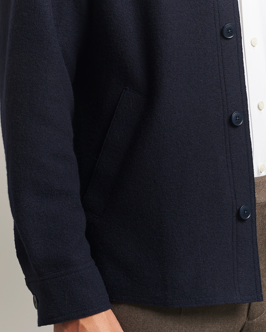 Heren | Overhemden | Eton | Boiled Wool Overshirt Navy