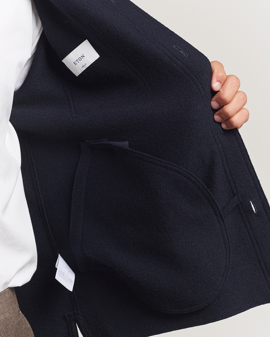 Heren | Overhemden | Eton | Boiled Wool Overshirt Navy