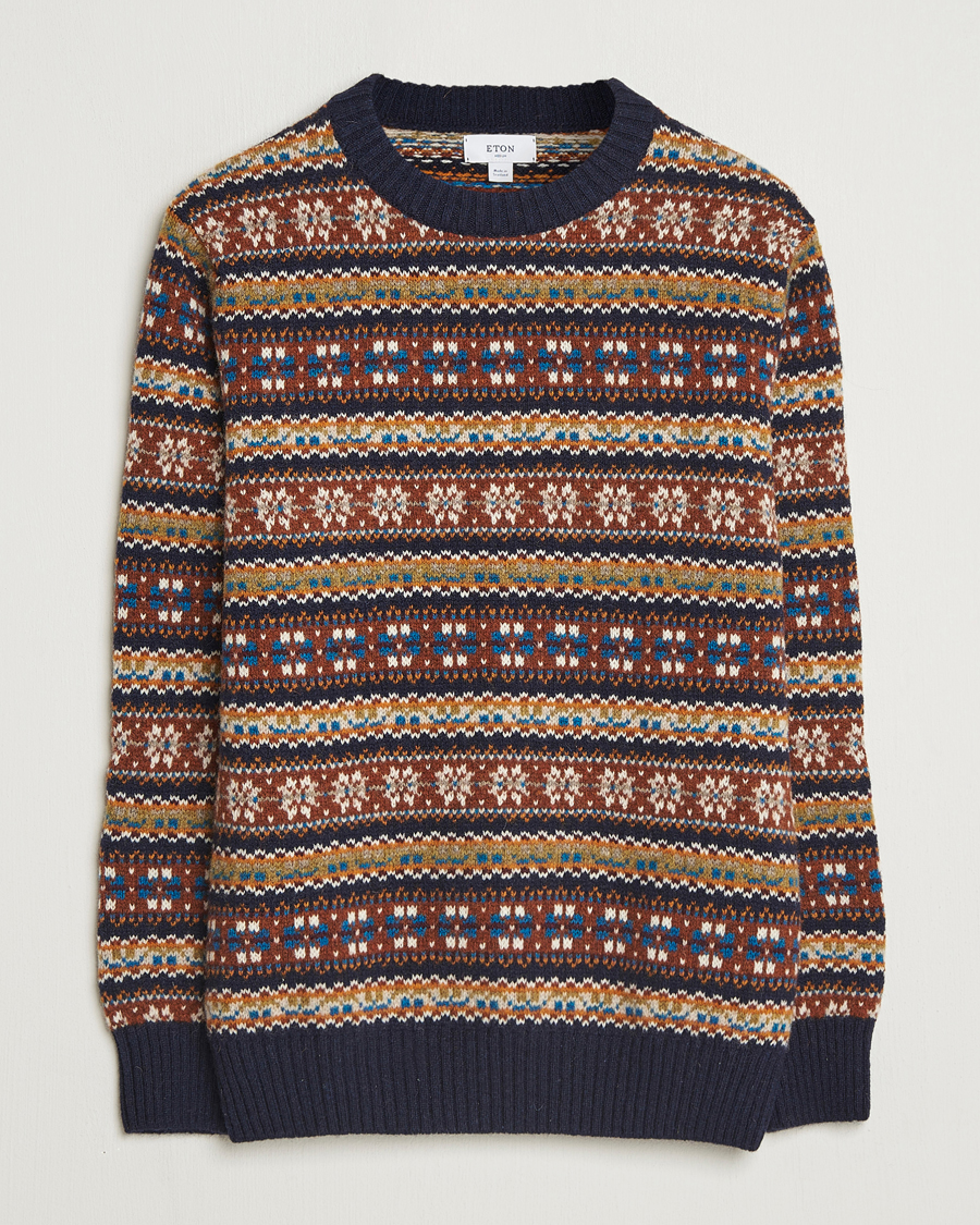 Heren | Truien | Eton | Wool Knitted Fair Isle Sweater Multi