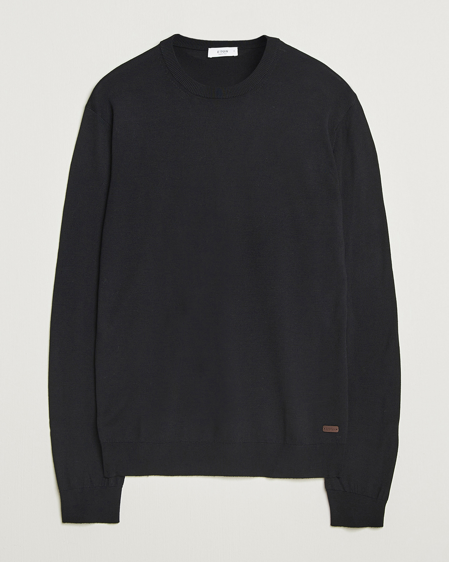 Heren | Truien | Eton | Merino Knitted Crew Neck Black