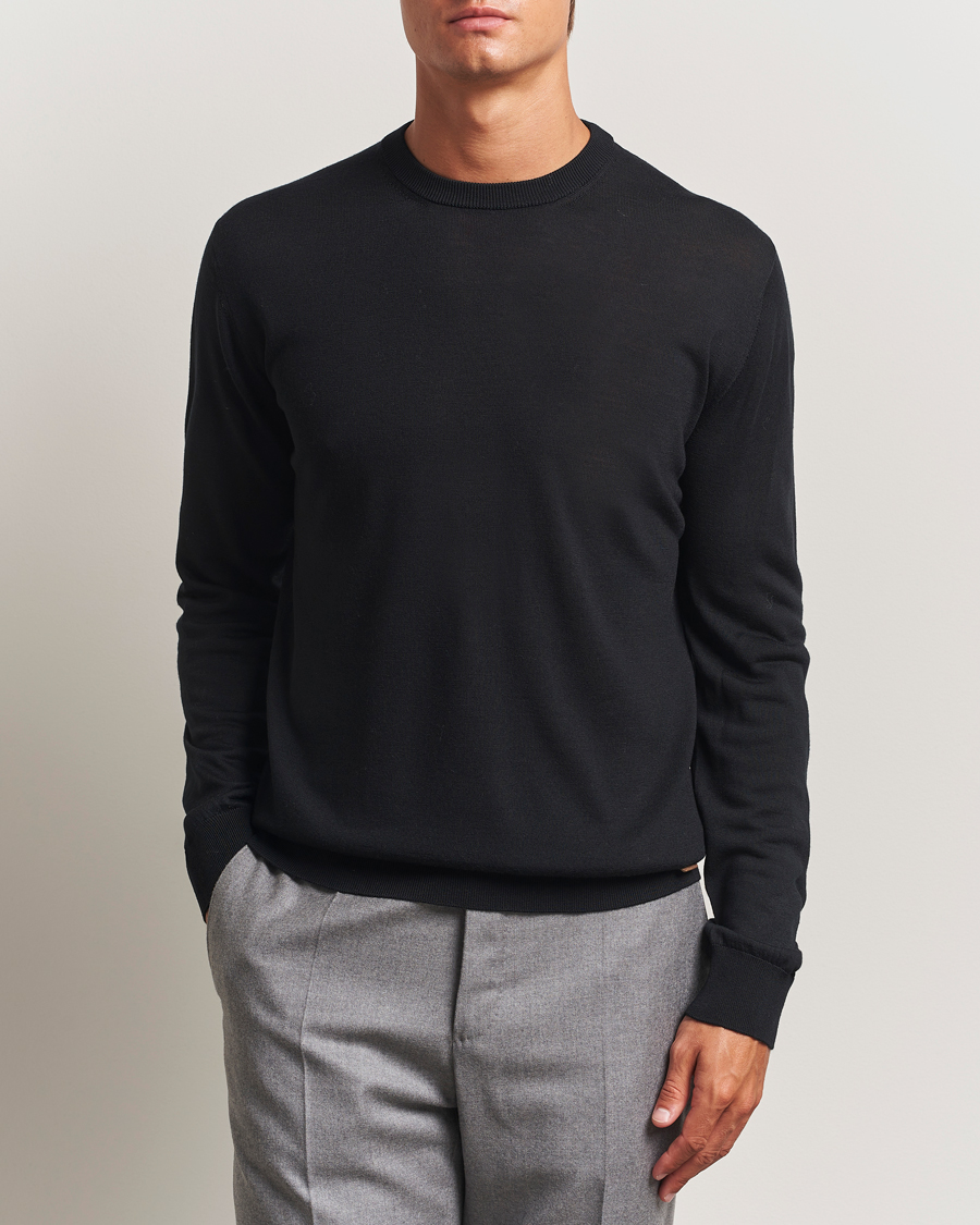 Heren | Truien | Eton | Merino Knitted Crew Neck Black