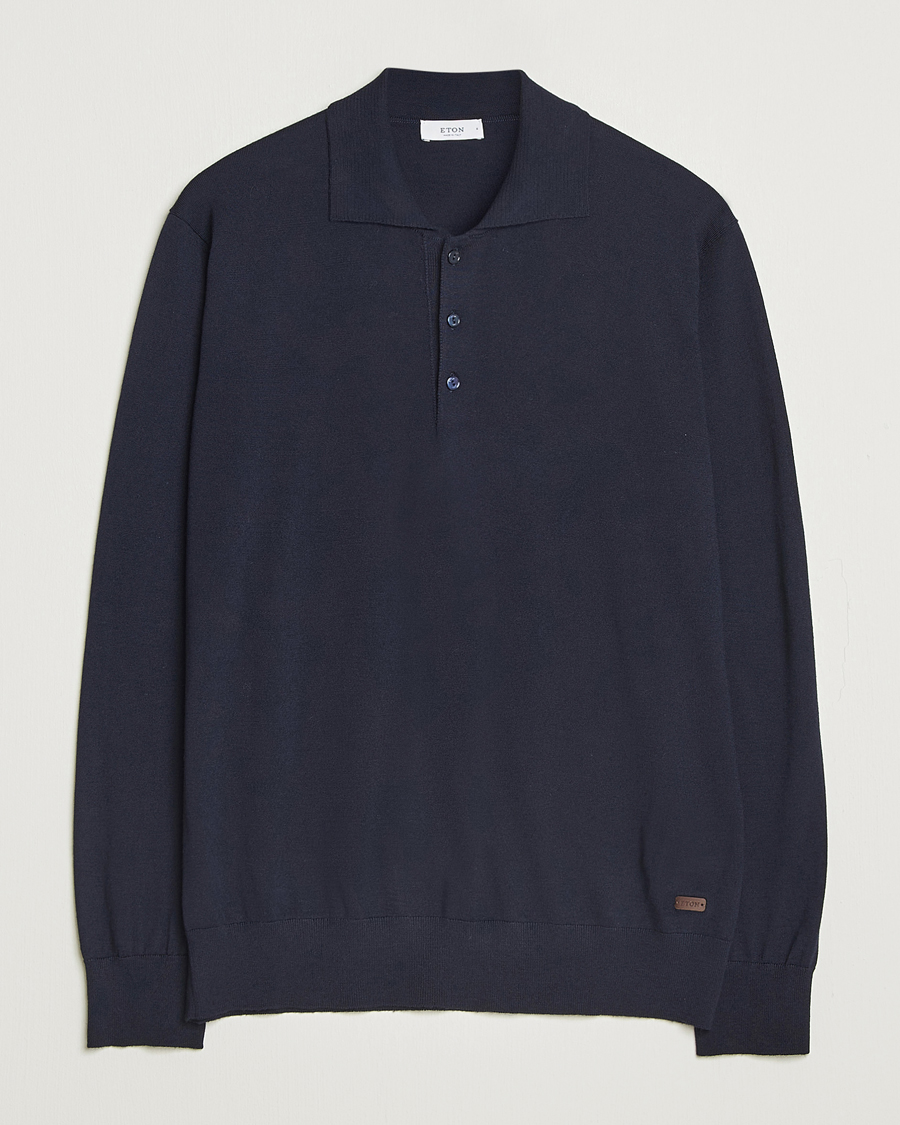 Heren | Truien | Eton | Merino Knitted Polo Navy