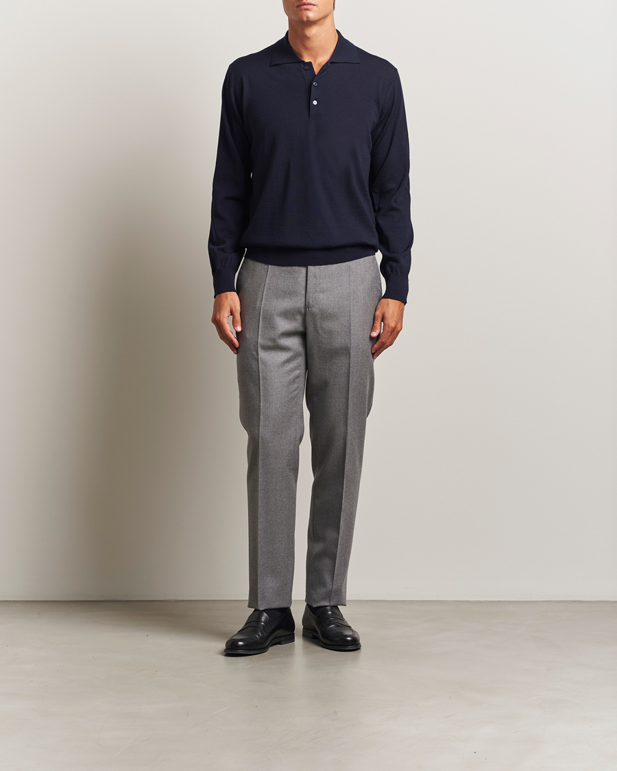 Heren | Truien | Eton | Merino Knitted Polo Navy