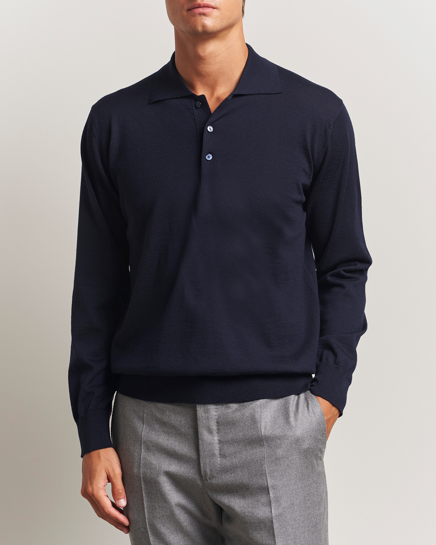 Heren | Truien | Eton | Merino Knitted Polo Navy
