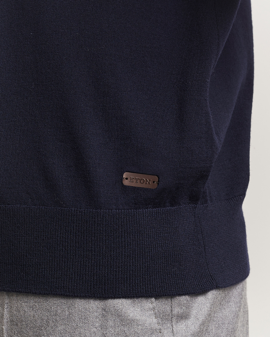 Heren | Truien | Eton | Merino Knitted Polo Navy