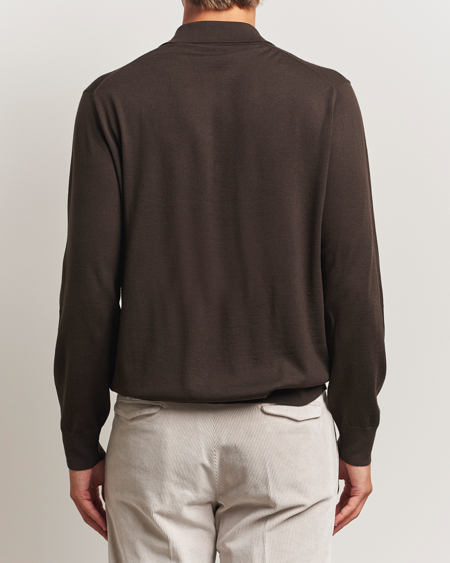 Heren | Truien | Eton | Merino Knitted Polo Dark Brown