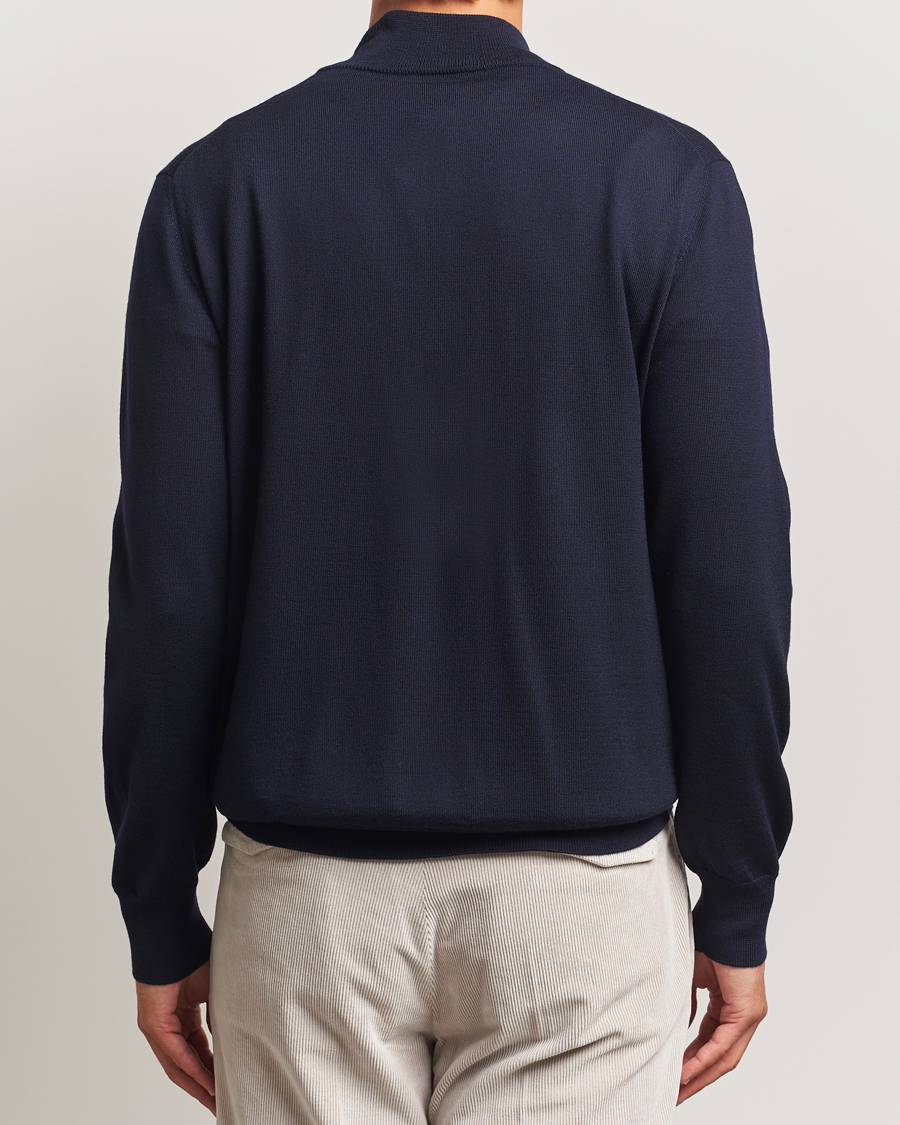 Heren | Truien | Eton | Merino Knitted Half Zip Navy