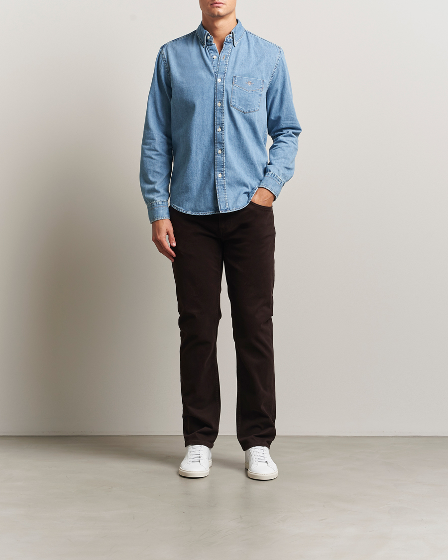 Heren | Broeken | GANT | Regular Fit Moleskin 5-Pocket Trousers Deep Brown