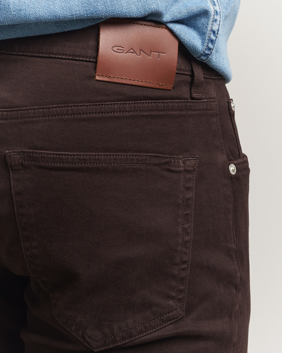 Heren | Broeken | GANT | Regular Fit Moleskin 5-Pocket Trousers Deep Brown