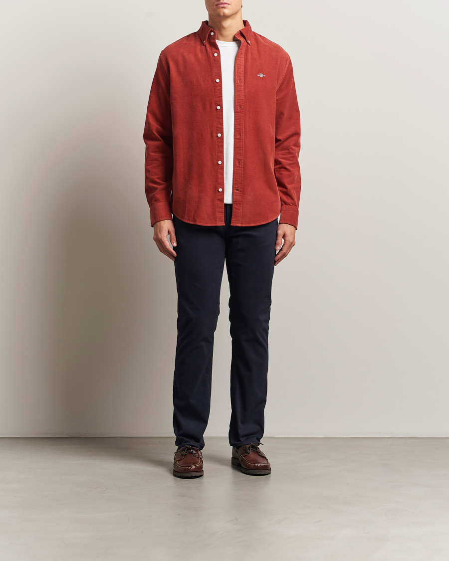 Heren | Broeken | GANT | Regular Fit Moleskin 5-Pocket Trousers Evening Blue