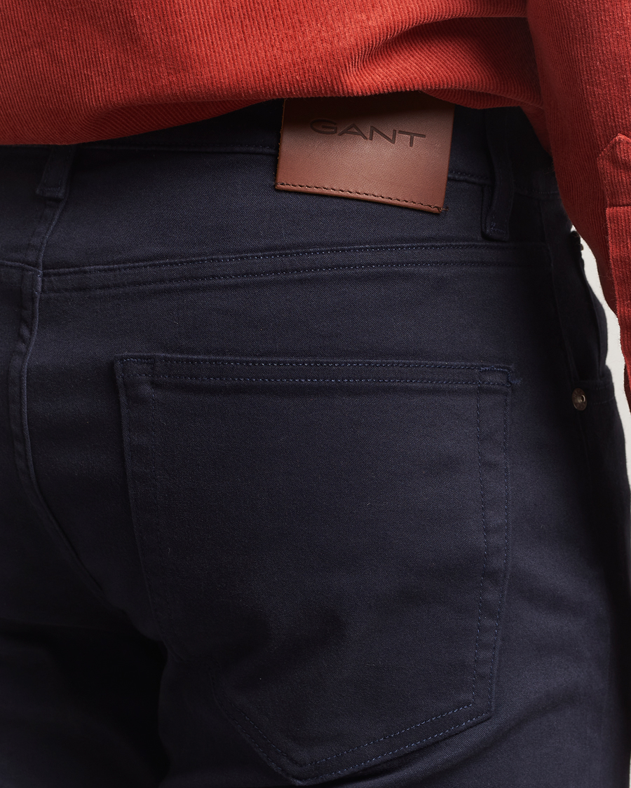 Heren | Broeken | GANT | Regular Fit Moleskin 5-Pocket Trousers Evening Blue