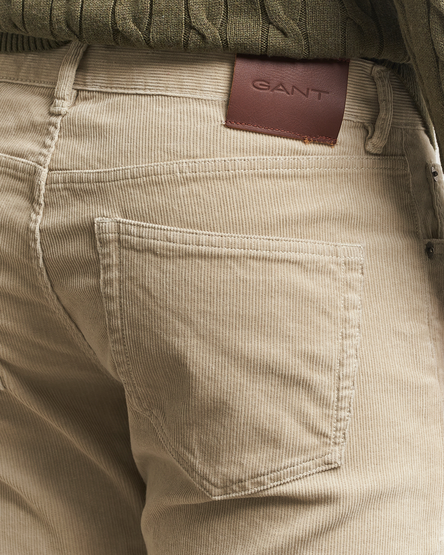 Heren | Broeken | GANT | Cord 5-Pocket Jeans Greige