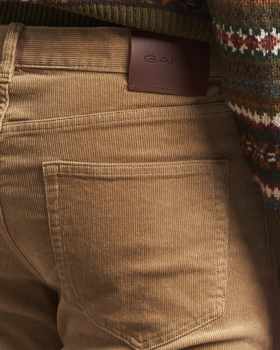 Heren | Broeken | GANT | Cord 5-Pocket Jeans Light Taupe
