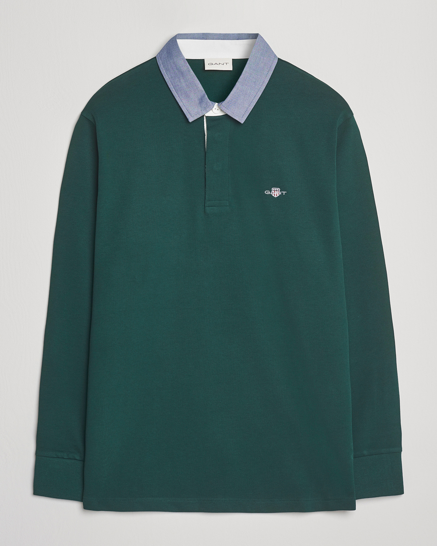 Heren | Truien | GANT | Chambray Solid Heavy Rugger Tartan Green
