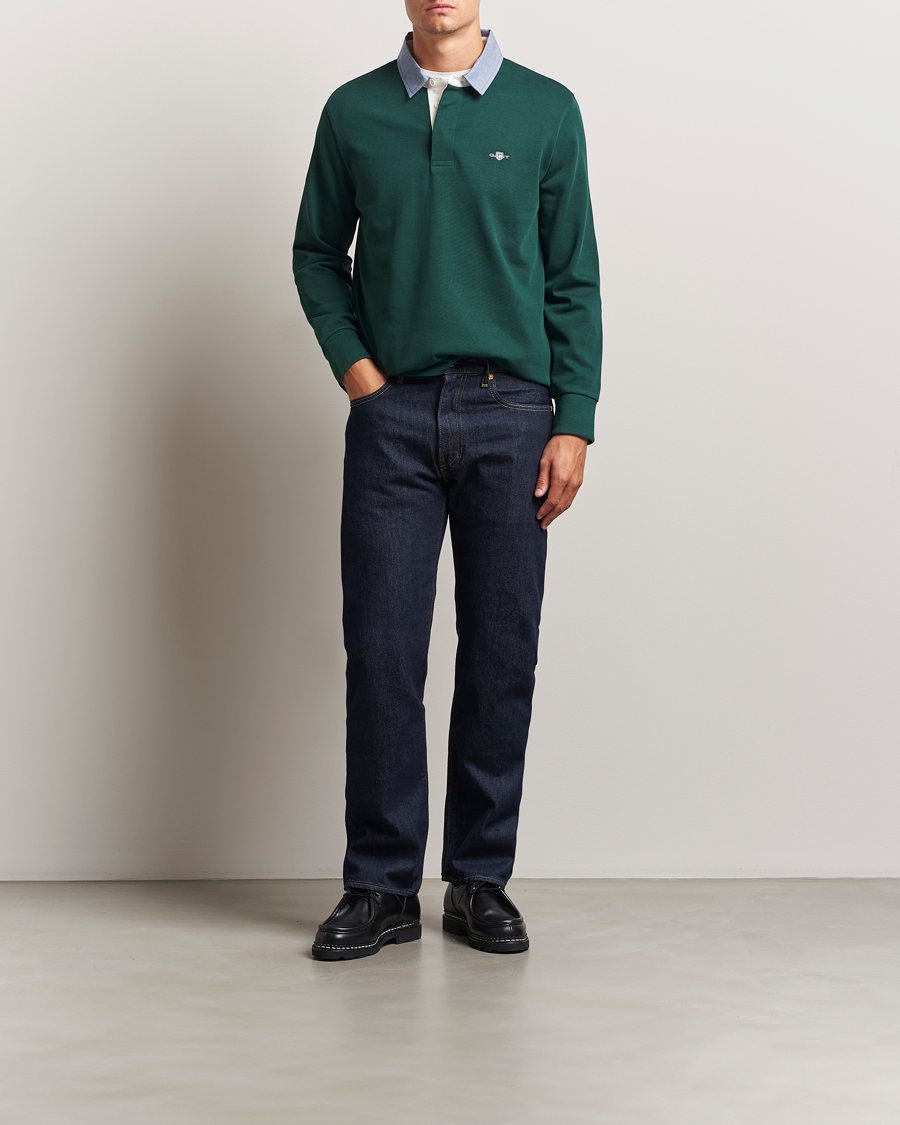 Heren | Truien | GANT | Chambray Solid Heavy Rugger Tartan Green
