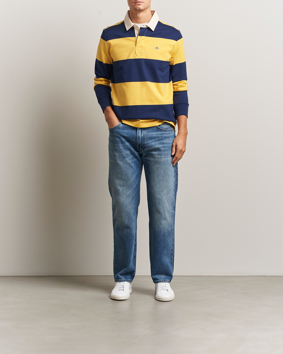 Heren | Truien | GANT | Striped Heavy Rugger Persian Blue
