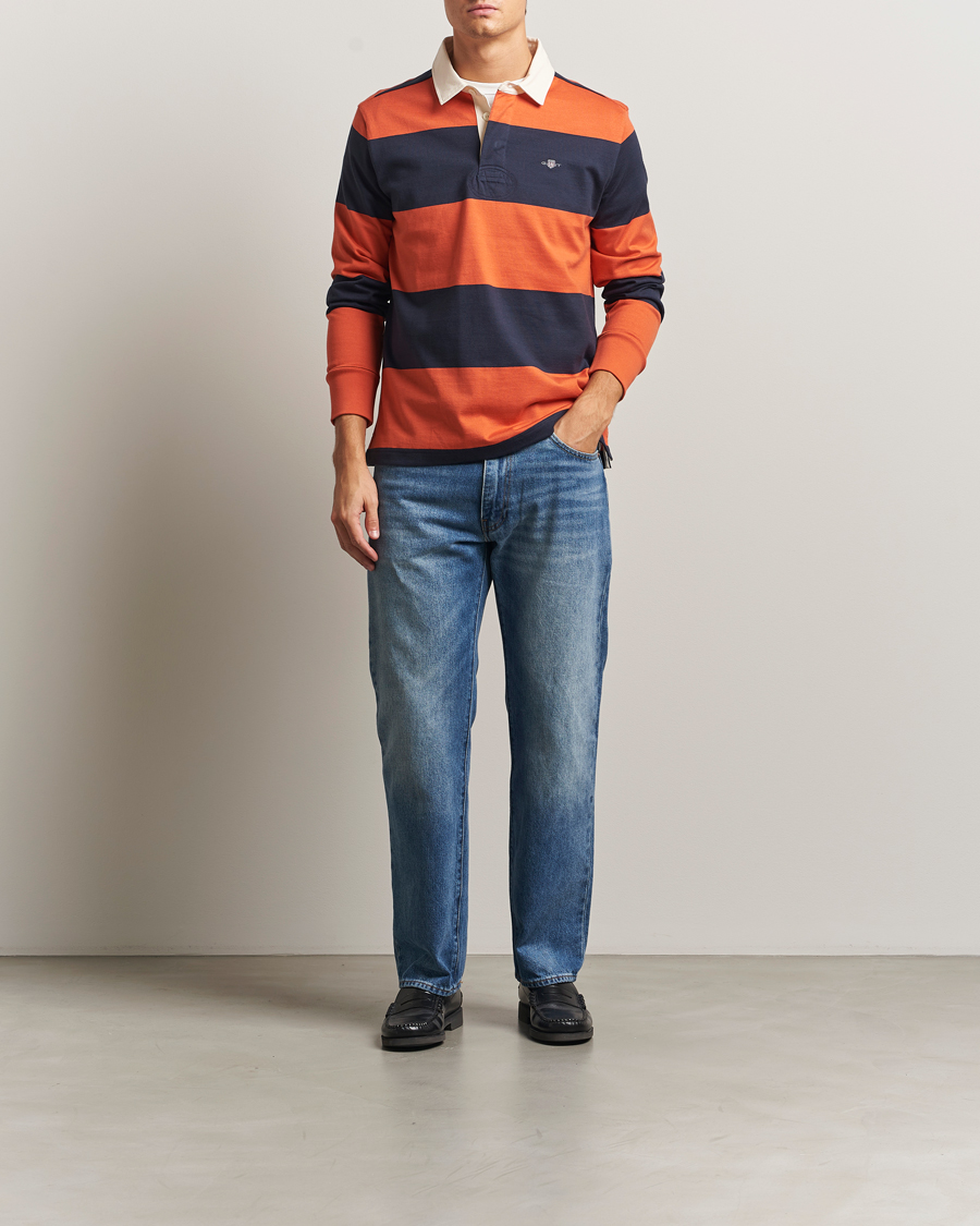 Heren | Truien | GANT | Striped Heavy Rugger Evening Blue