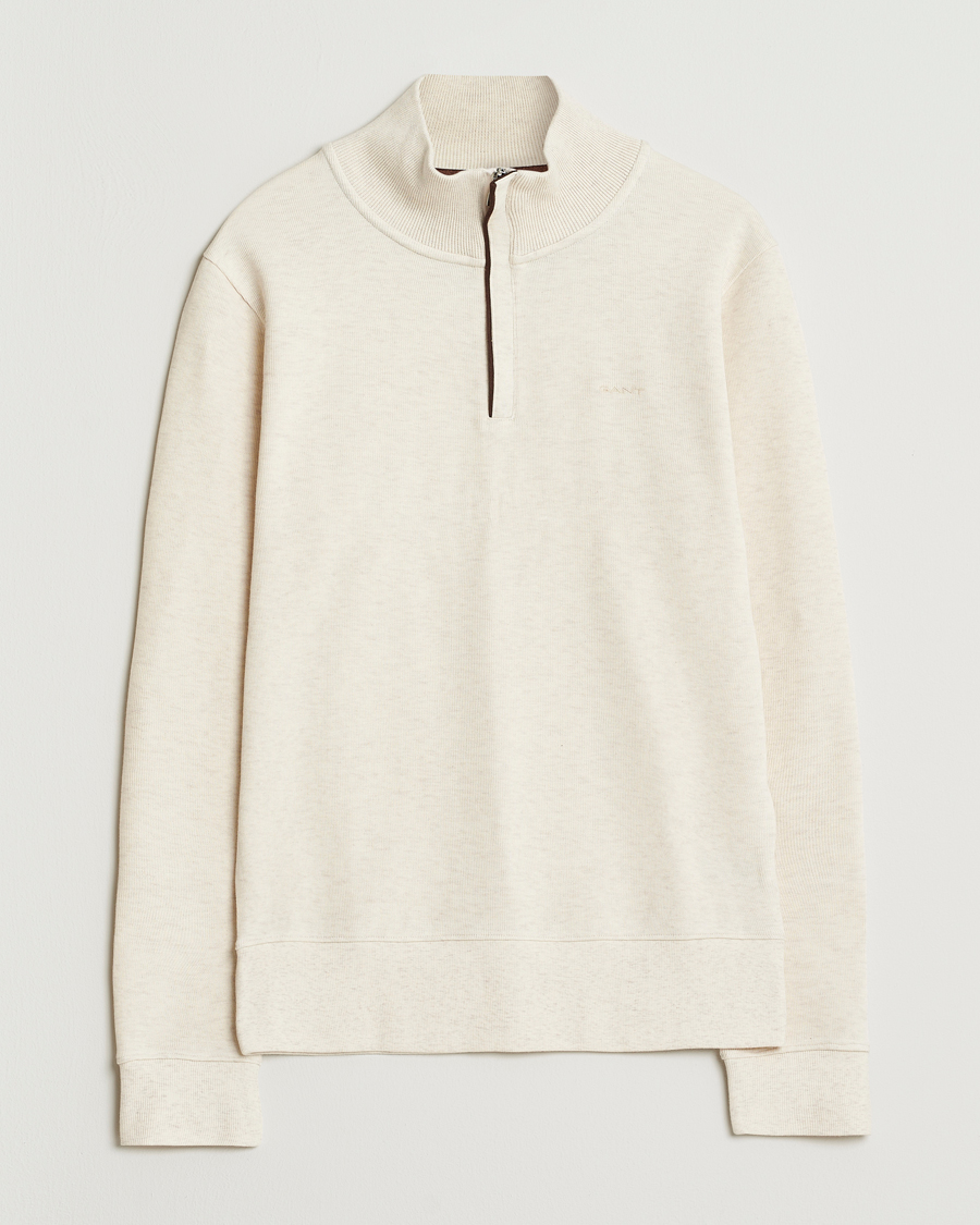 Heren | Truien | GANT | Sacker Rib Half Zip Cream