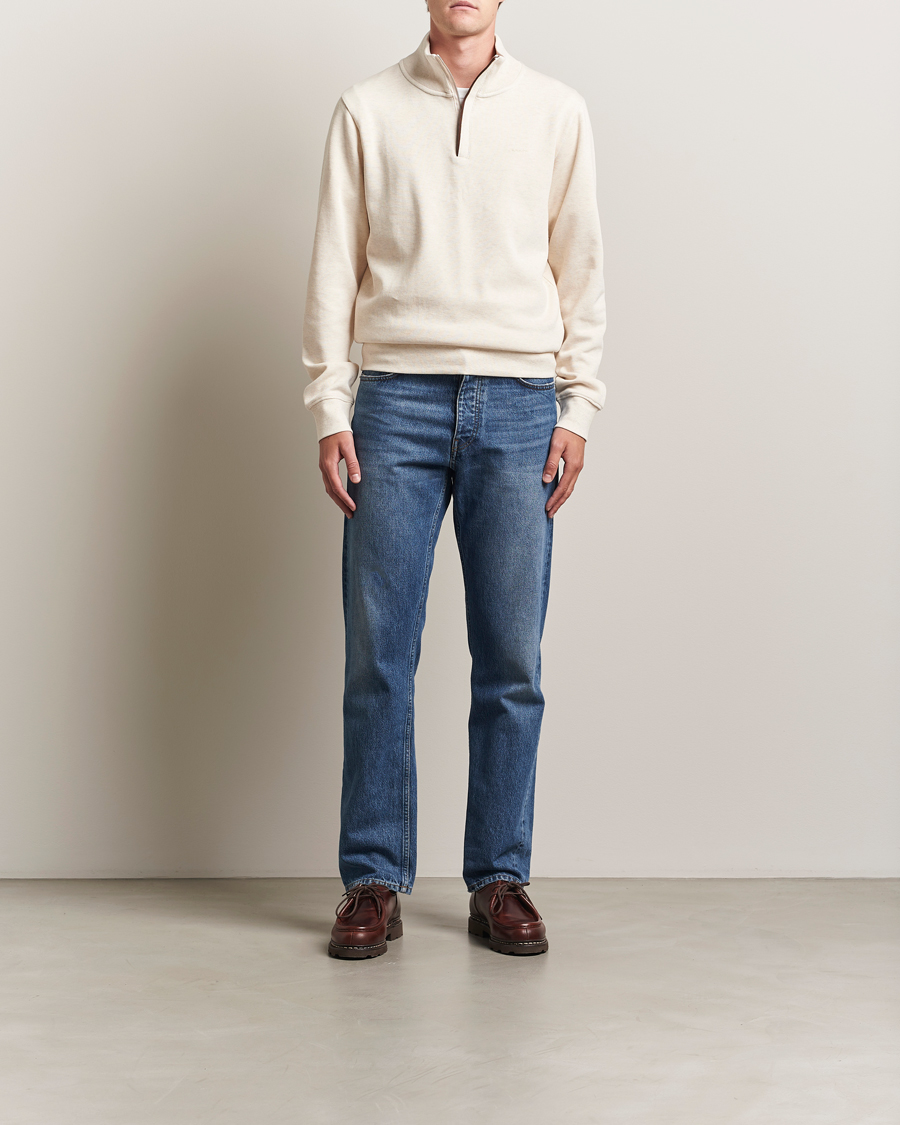 Heren | Truien | GANT | Sacker Rib Half Zip Cream