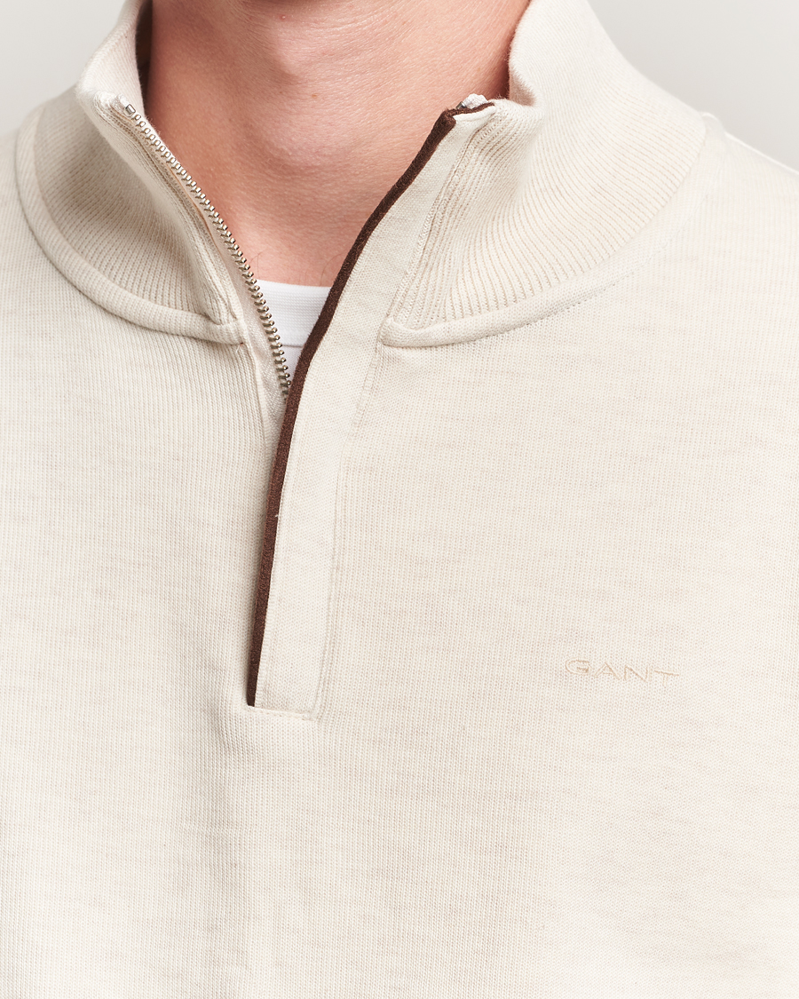 Heren | Truien | GANT | Sacker Rib Half Zip Cream