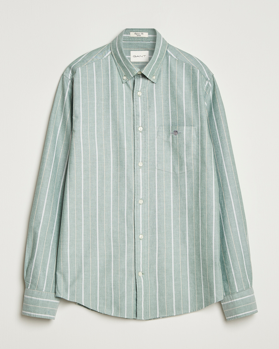 Heren | Overhemden | GANT | Regular Fit Classic Striped Oxford Shirt Forest Green