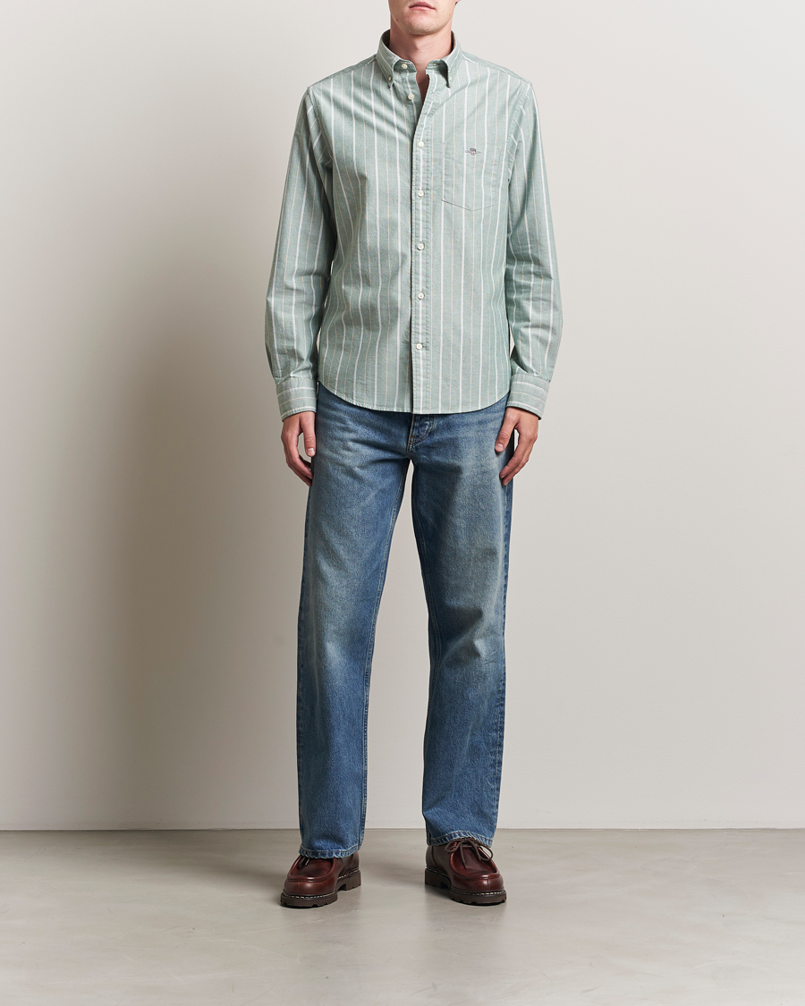 Heren | Overhemden | GANT | Regular Fit Classic Striped Oxford Shirt Forest Green