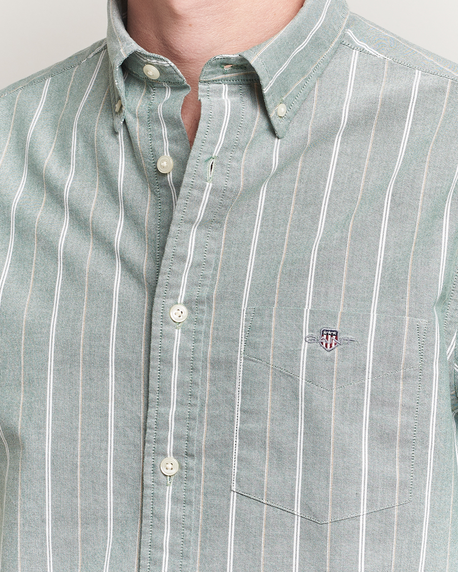 Heren | Overhemden | GANT | Regular Fit Classic Striped Oxford Shirt Forest Green