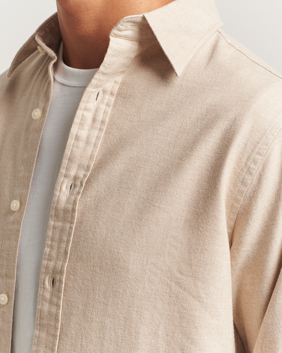 Heren | Overhemden | GANT | Regular Fit Flannel Shirt Light Beige Melange