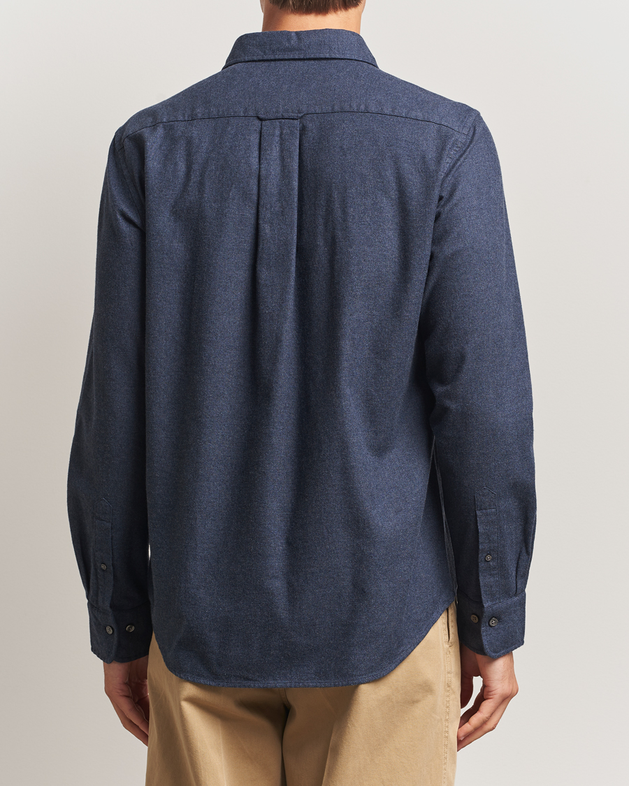 Heren | Overhemden | GANT | Regular Fit Flannel Shirt Dark Indigo Melange