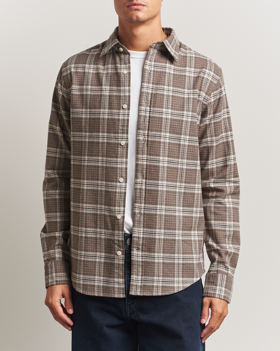 Heren | Overhemden | GANT | Regular Fit Checked Flannel Shirt Dark Hazelnut Melange
