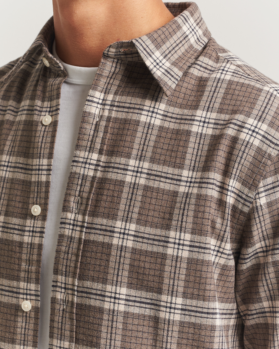 Heren | Overhemden | GANT | Regular Fit Checked Flannel Shirt Dark Hazelnut Melange