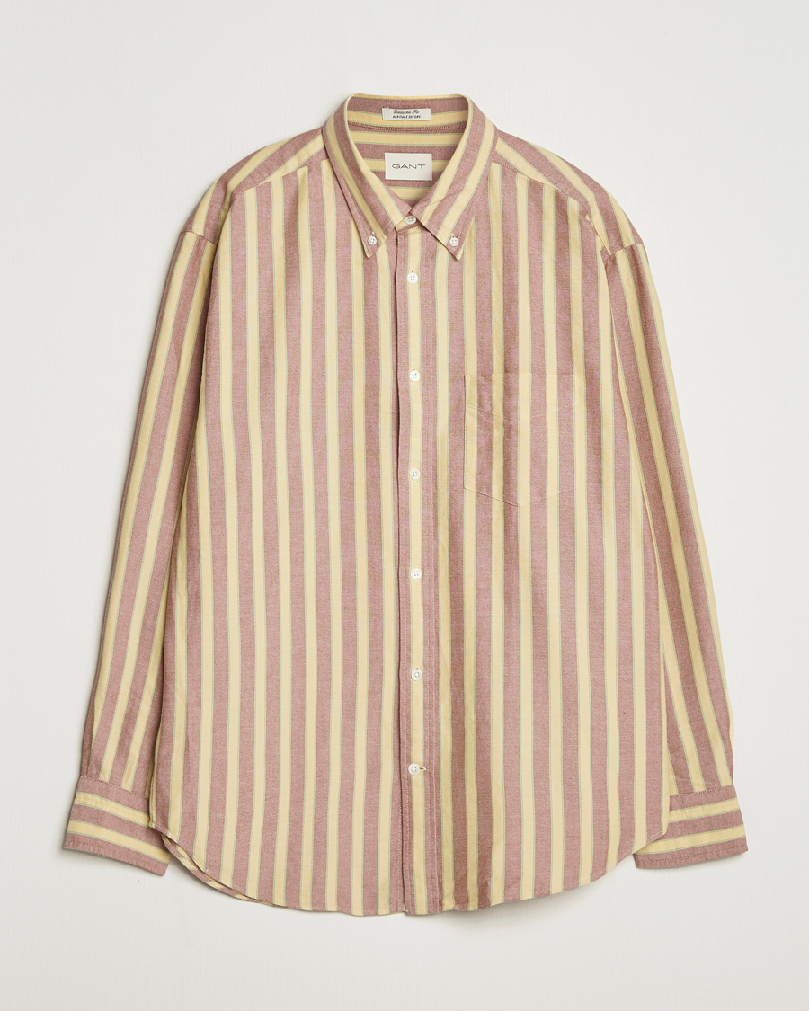 Heren | Overhemden | Gant | Relaxed Fit Striped Heritage Oxford Shirt Modern Rust