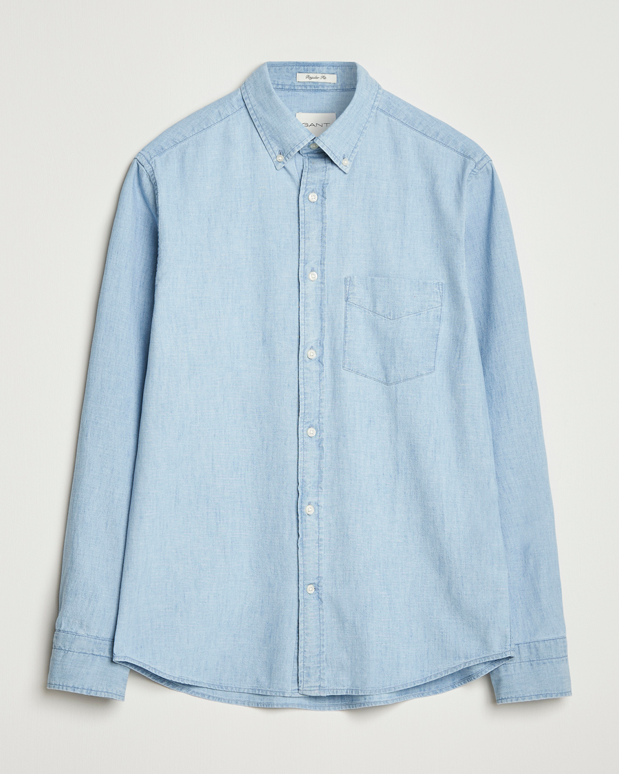 Heren | Overhemden | GANT | Regular Fit Chambray Shirt Light Blue