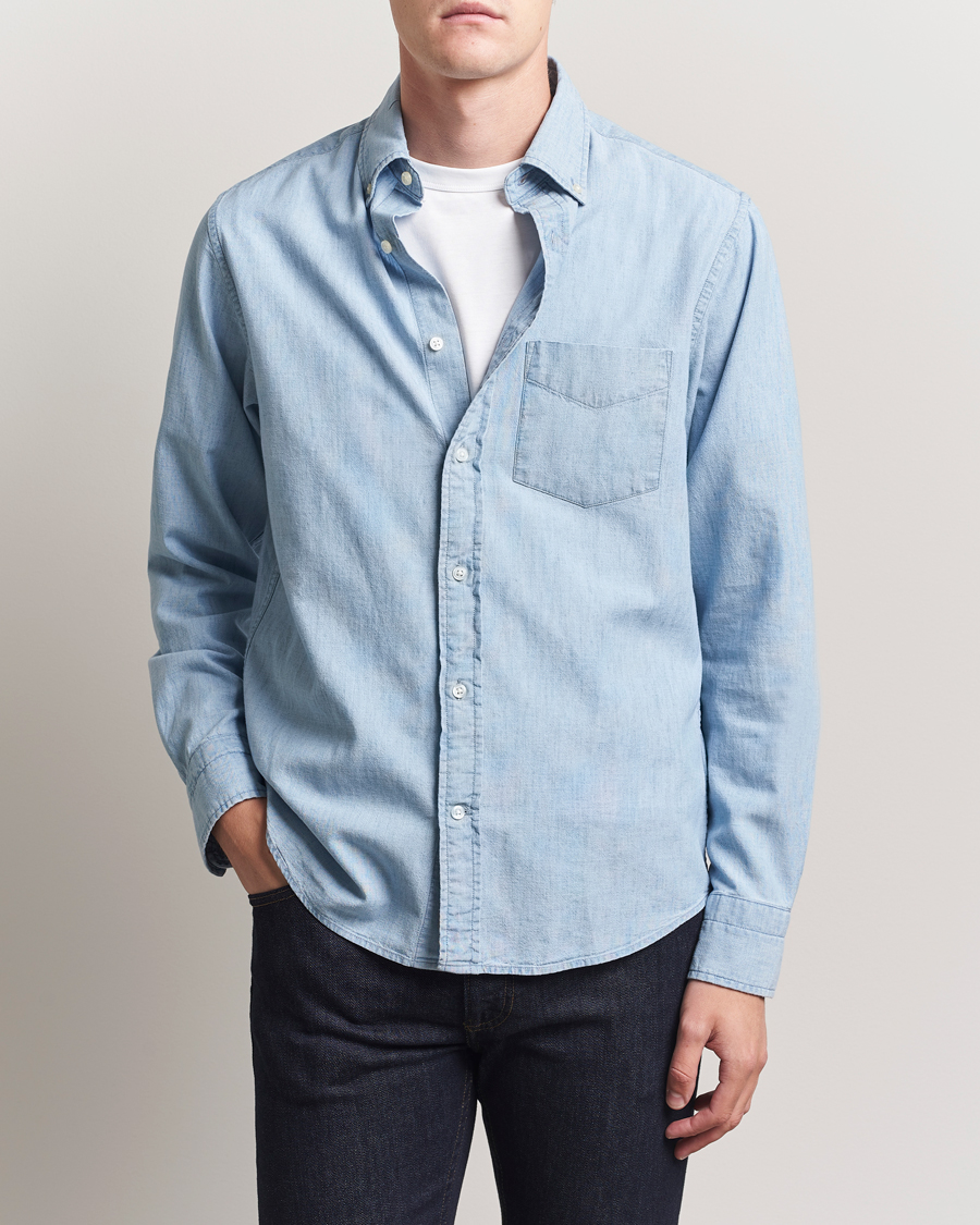 Heren | Overhemden | GANT | Regular Fit Chambray Shirt Light Blue