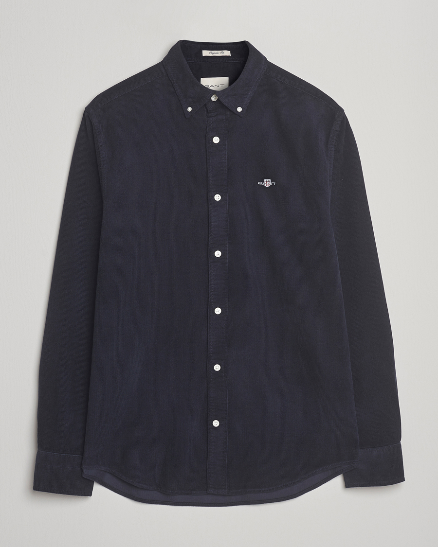Heren | Overhemden | Gant | Regular Fit Corduroy Shirt Evening Blue