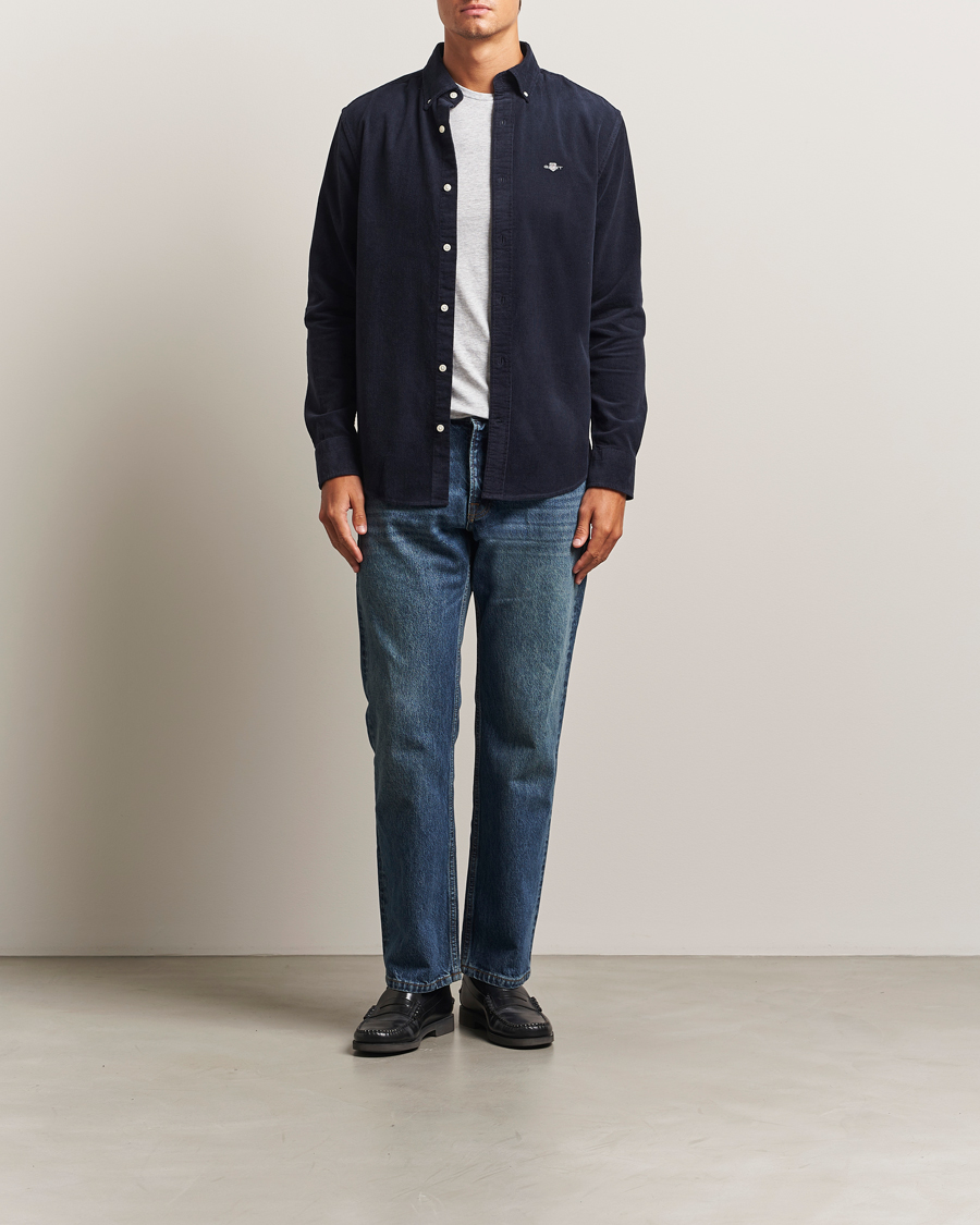 Heren | Overhemden | Gant | Regular Fit Corduroy Shirt Evening Blue