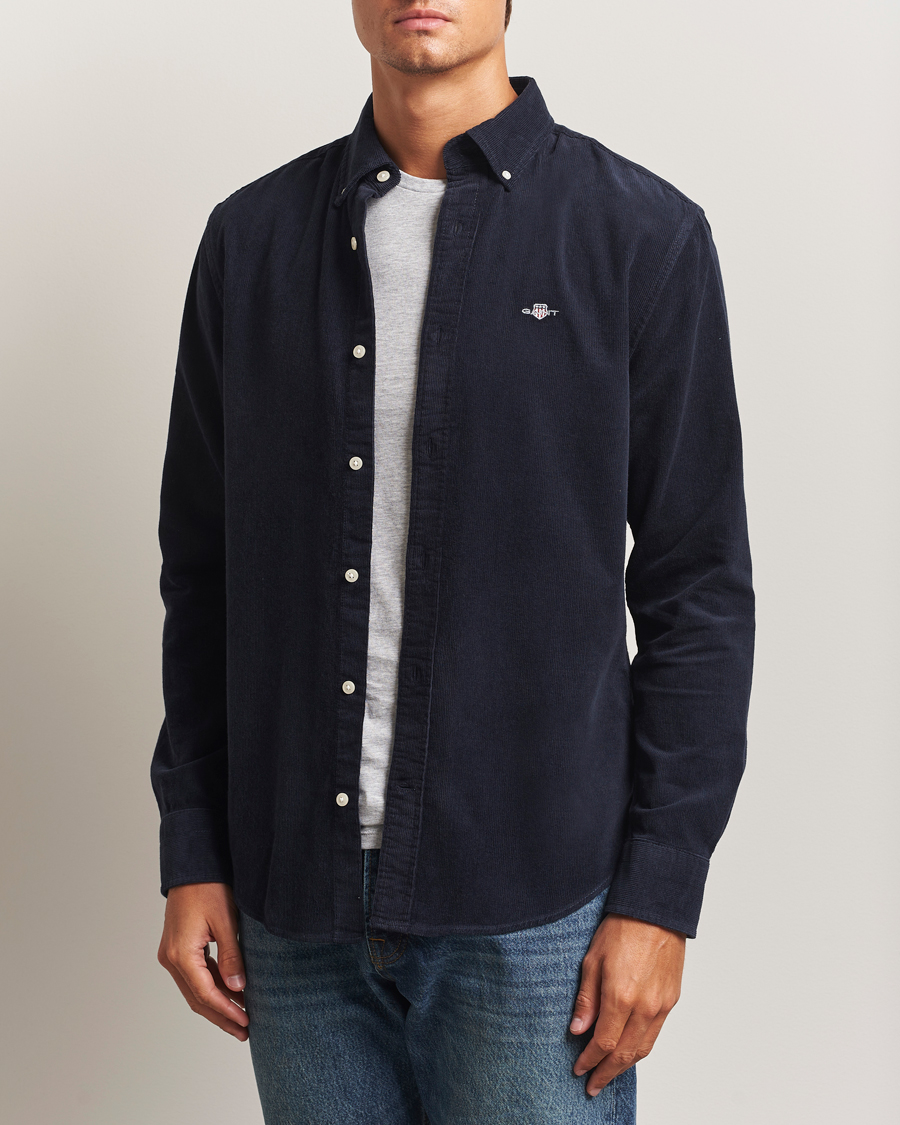 Heren | Overhemden | Gant | Regular Fit Corduroy Shirt Evening Blue