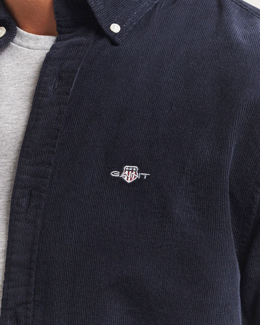 Heren | Overhemden | Gant | Regular Fit Corduroy Shirt Evening Blue