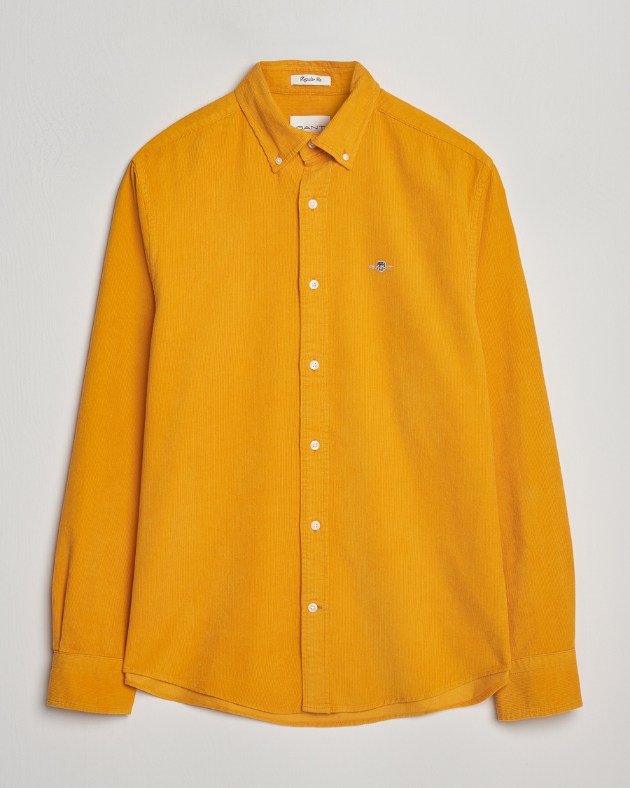Heren | Overhemden | GANT | Regular Fit Corduroy Shirt Yellow Lichen