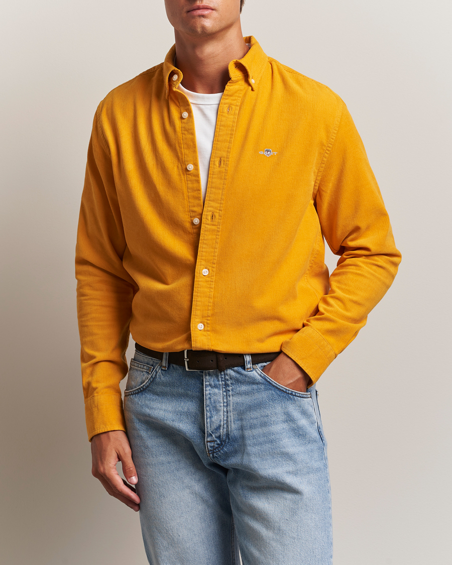 Heren | Overhemden | GANT | Regular Fit Corduroy Shirt Yellow Lichen