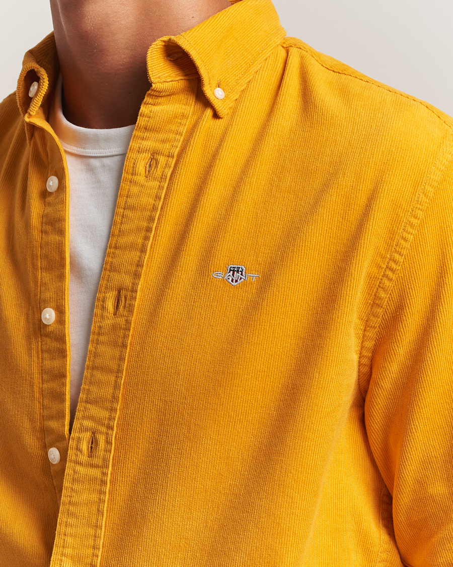 Heren | Overhemden | GANT | Regular Fit Corduroy Shirt Yellow Lichen