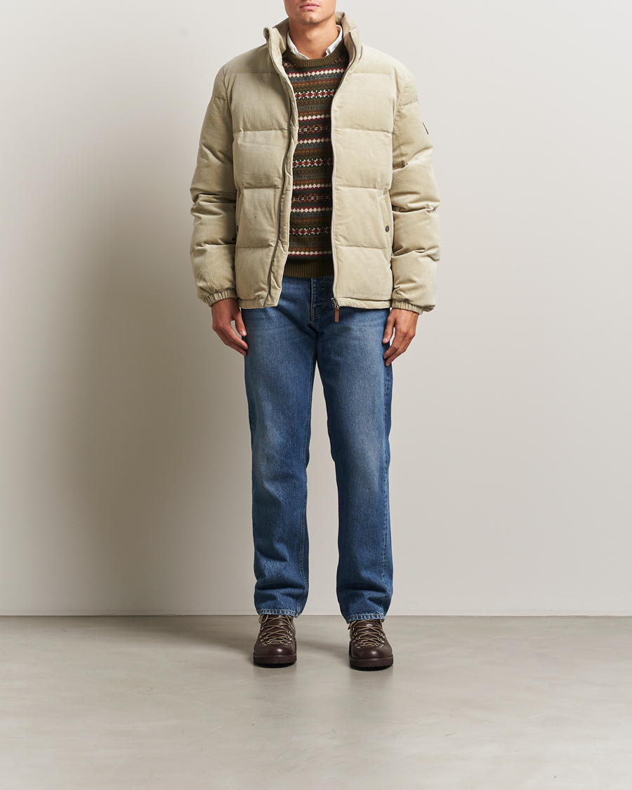 Heren | Jassen | GANT | Corduroy Down Puffer Jacker Greige