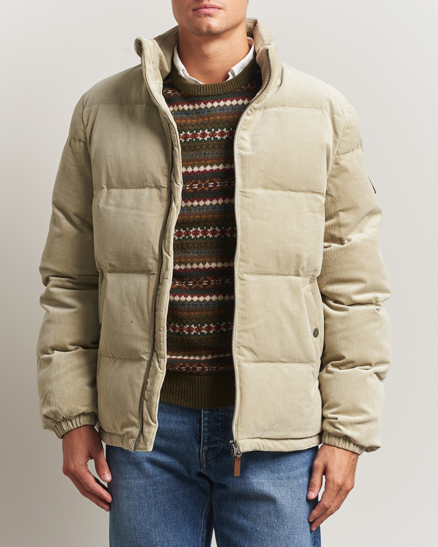 Heren | Jassen | GANT | Corduroy Down Puffer Jacker Greige