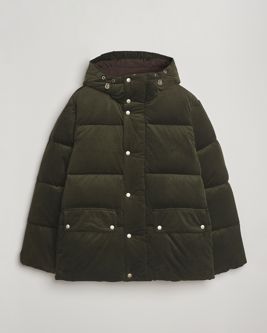 Heren | Jassen | GANT | Corduroy Down Hooded Puffer Jacket Green Lagoon