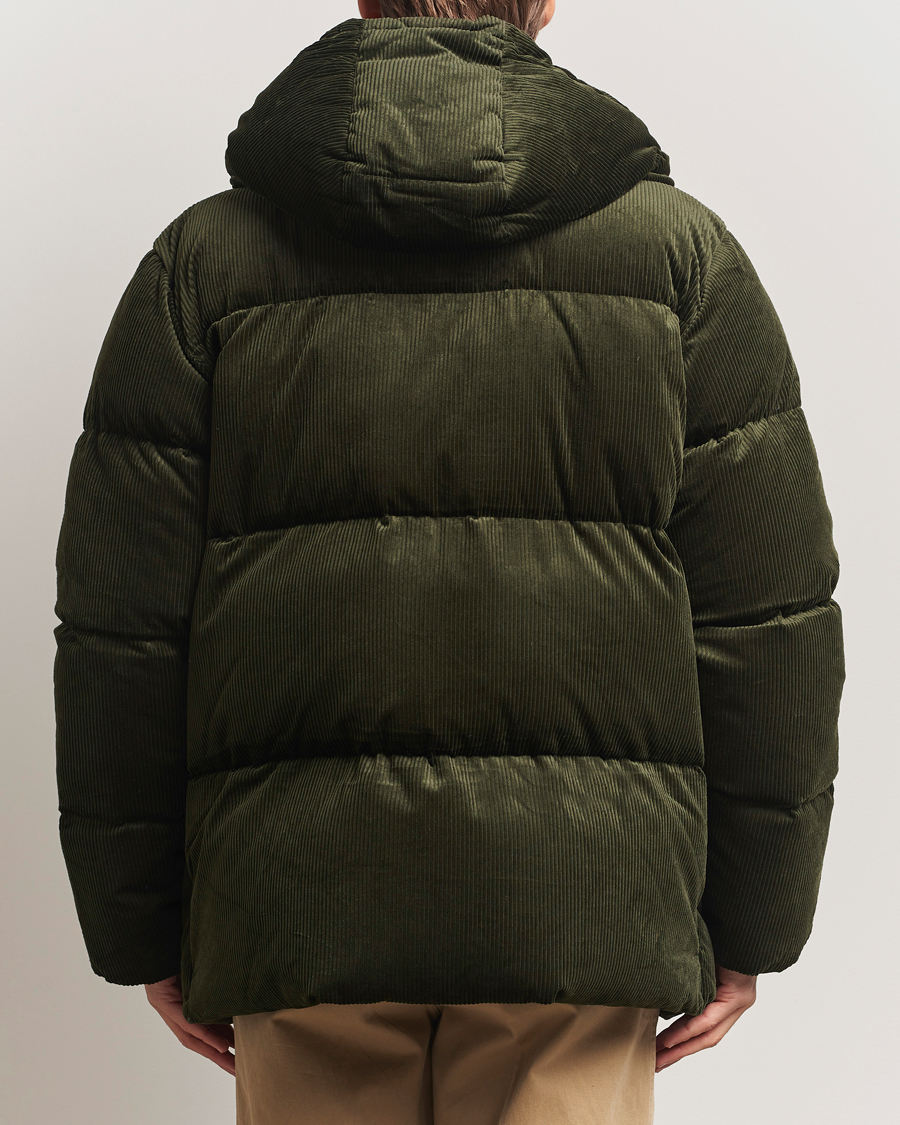 Heren | Jassen | GANT | Corduroy Down Hooded Puffer Jacket Green Lagoon