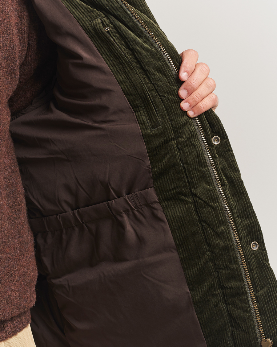 Heren | Jassen | GANT | Corduroy Down Hooded Puffer Jacket Green Lagoon